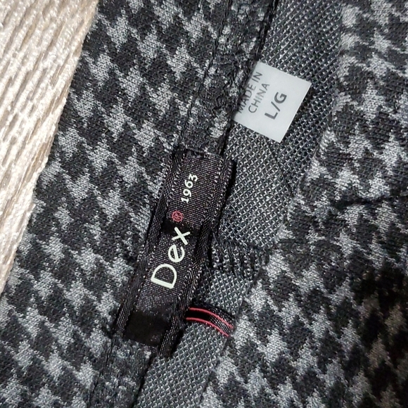 Dex nwt houndstooth black grey faux leather pull on pants charbon noir - Picture 6 of 9